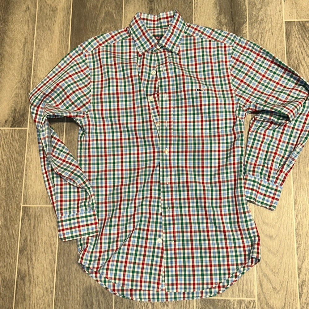 Green, Red, And Blue Vineyard Vines Classic Fit Tucker Shirt